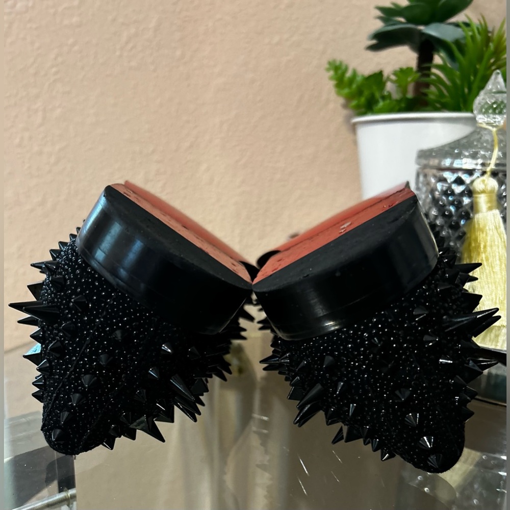 Black with Red Bottom Soles Spiked Studded Rivets Slip On Dress Shoes/Loafers 41 - Picture 14 of 16